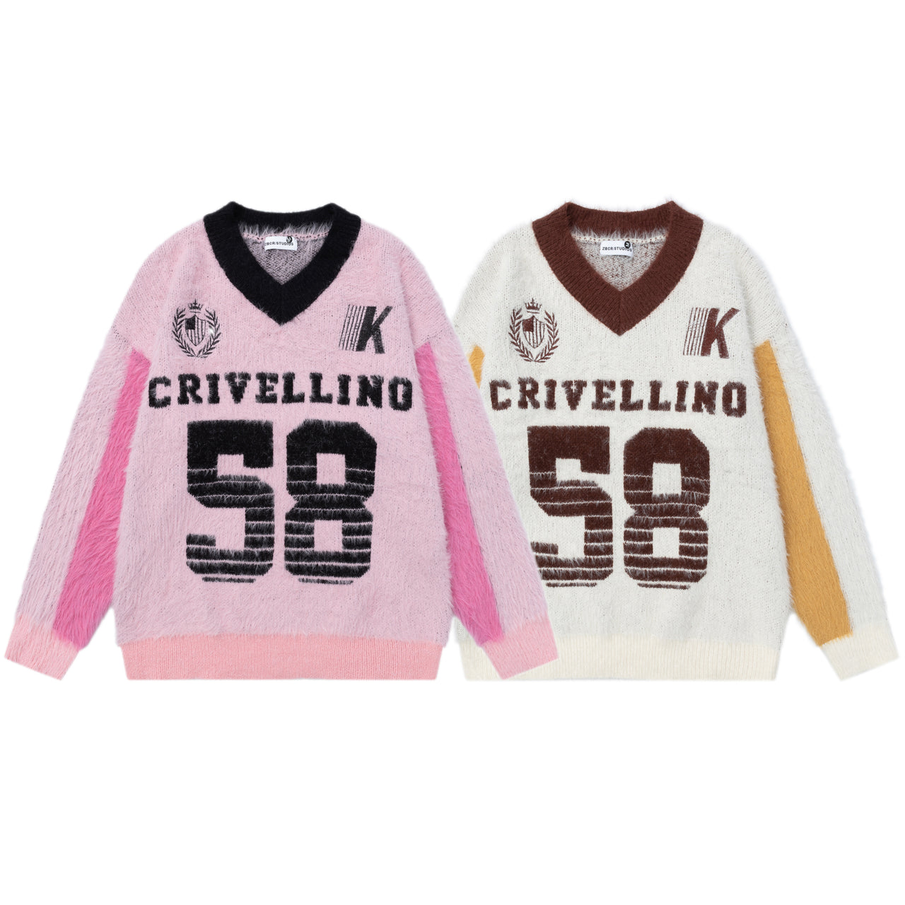 Vintage Collegiate Color-Block V-Neck Sweater