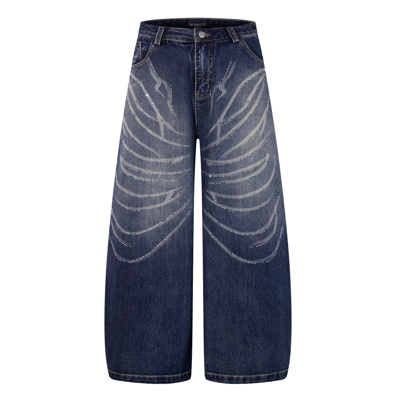 American High Street Rhinestone Wide-Leg Jeans