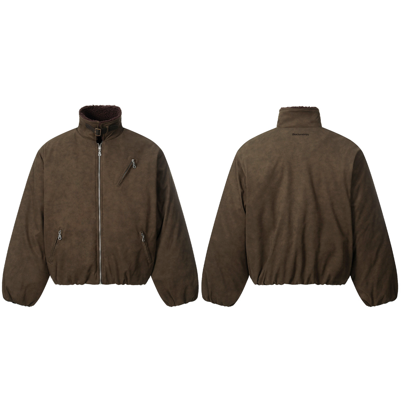 Vintage Old Money Style Faux-Shearling-Lined Padded Jacket