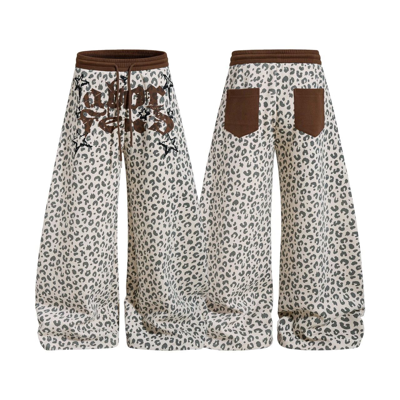 Omirad Leopard Graphic Wide-Leg Pants