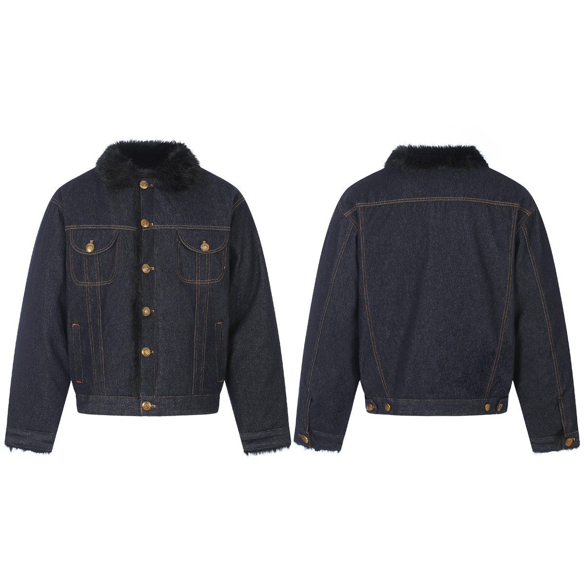 Omirad Faux Fur Collar Denim Jacket