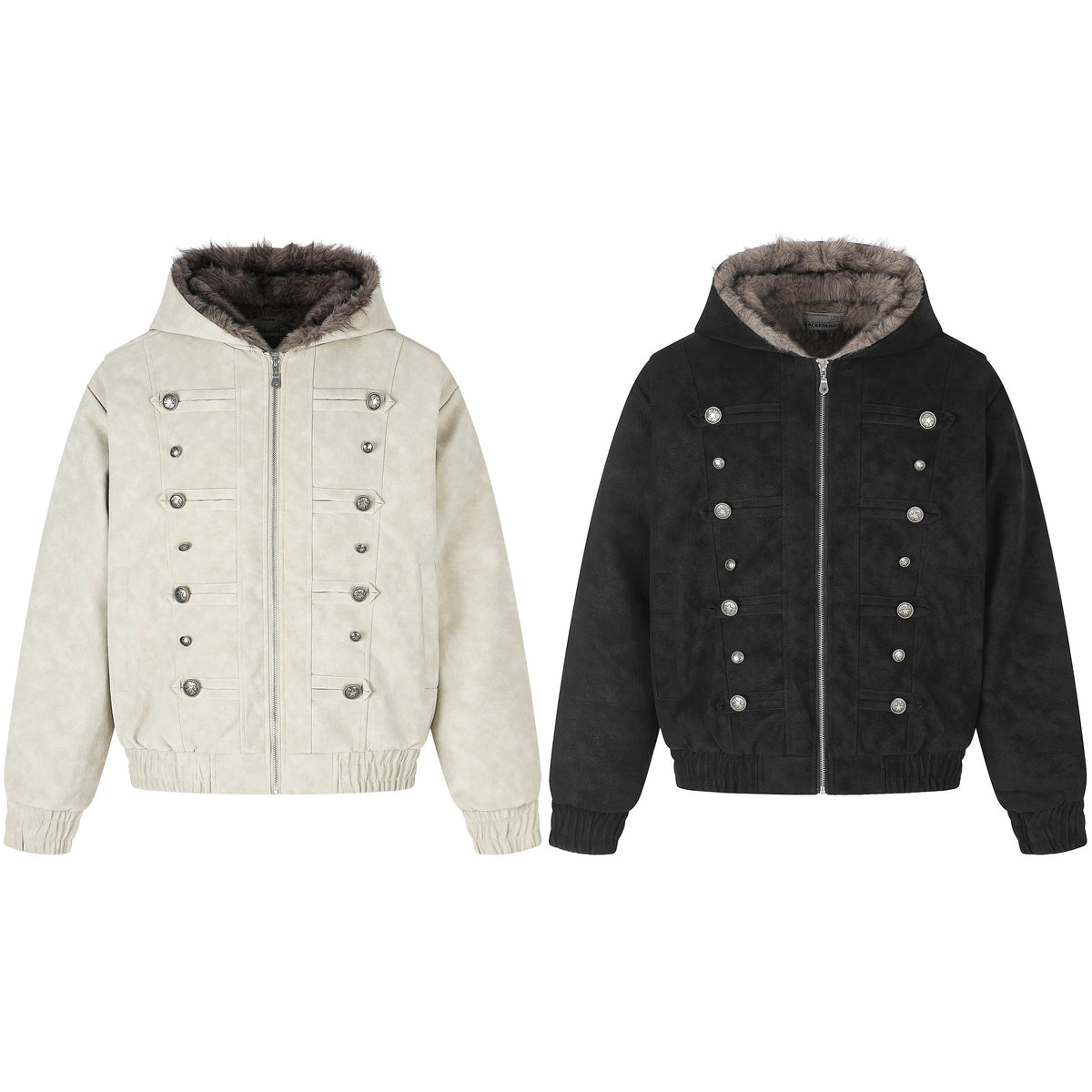 Omirad Faux Fur Hood Military Bomber Jacket