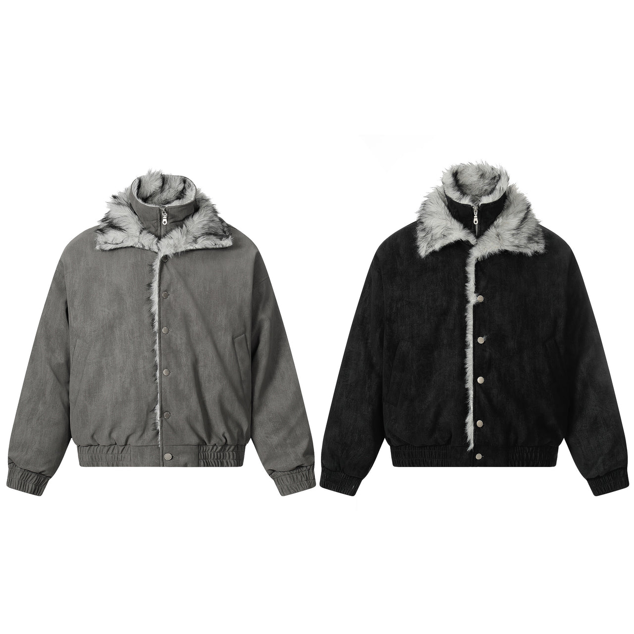 Vintage Old Money Style Shearling-Collar Fleece-Lined Padded Jacket