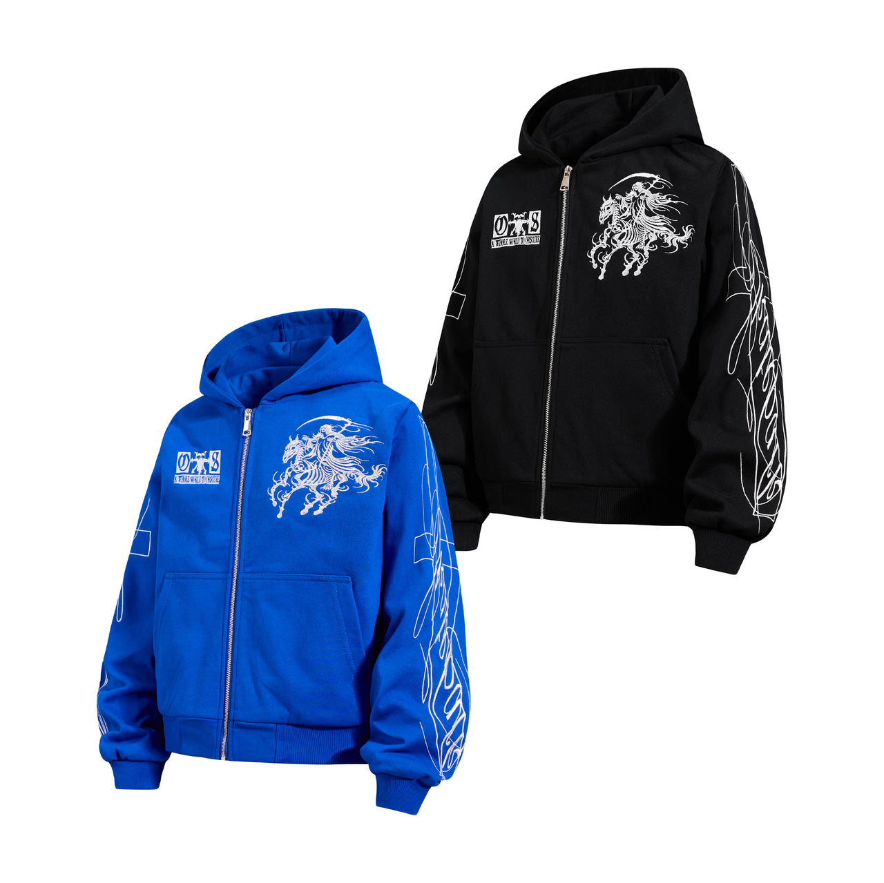 Omirad Horse Graphic Zip-Up Hoodie