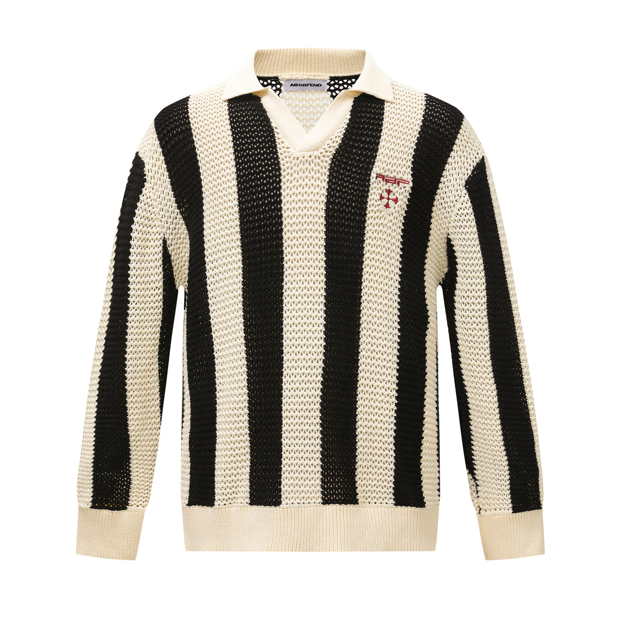 American Vintage Hollow Out Striped Polo Sweater