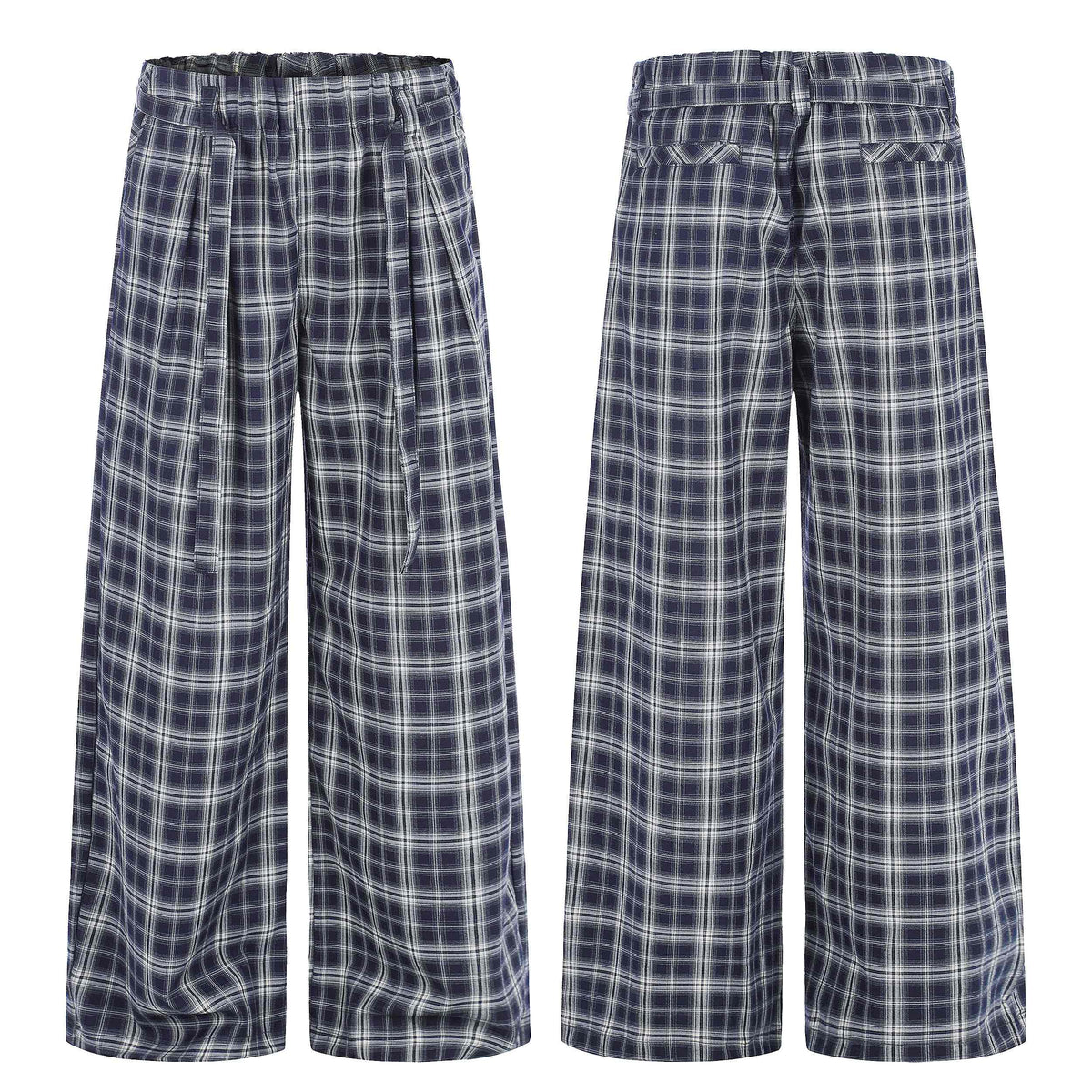 Omirad Plaid Pleated Wide-Leg Pants