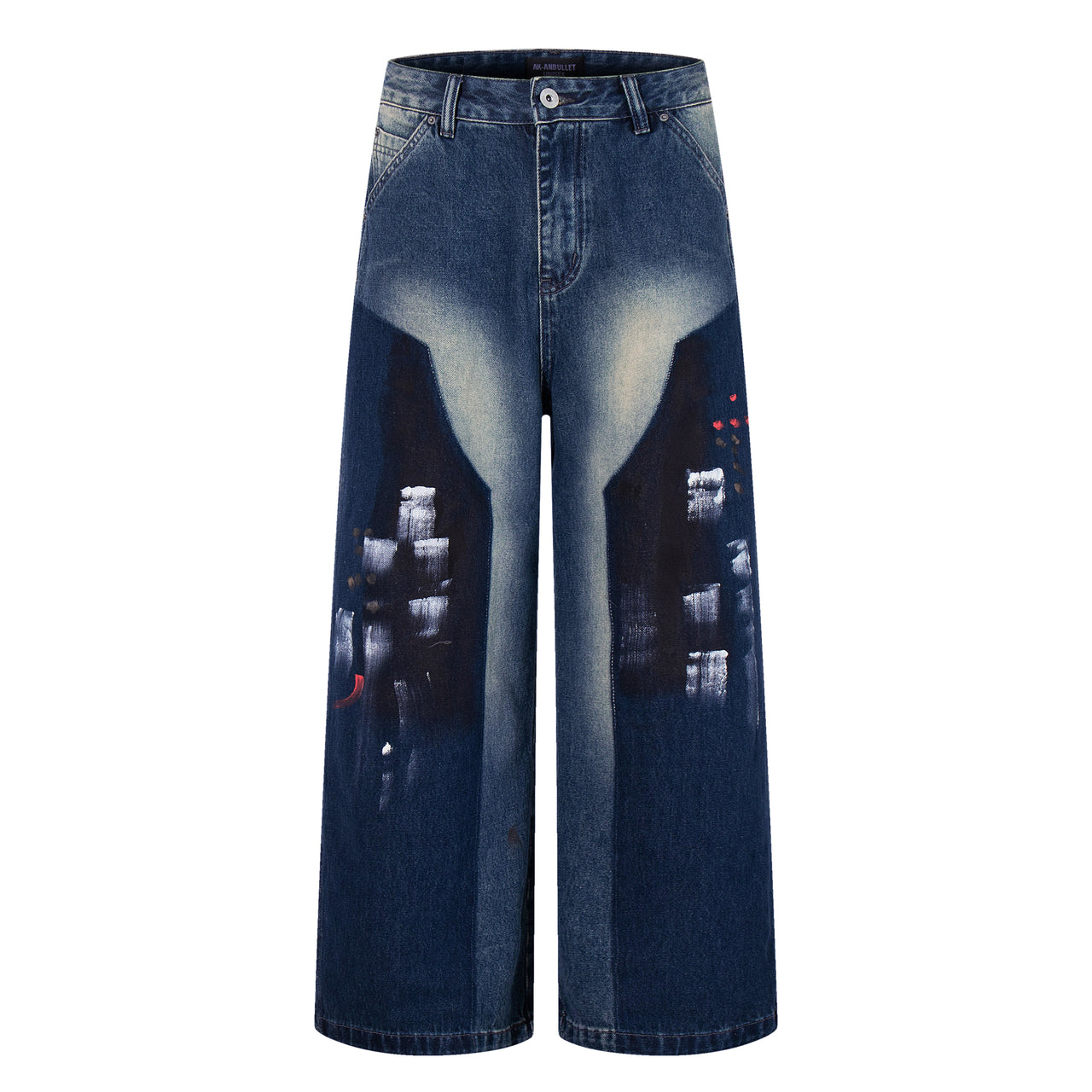 American Street Style Oil Painting Dyed Jeans