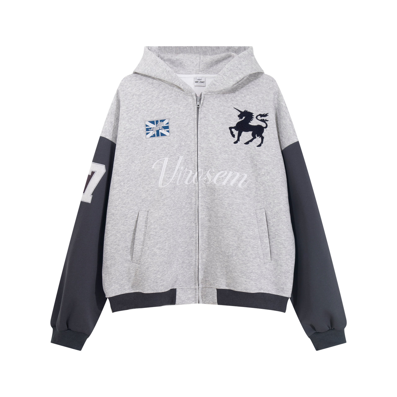 American Vintage Numeric Embroidered Zip-Up Hoodie