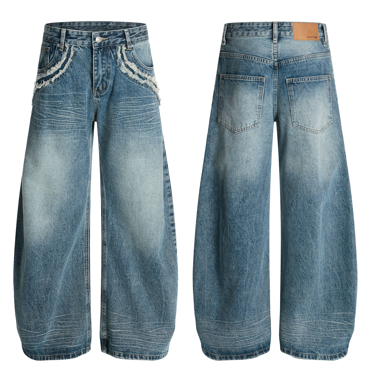American Vintage Washed Frayed Denim Jeans