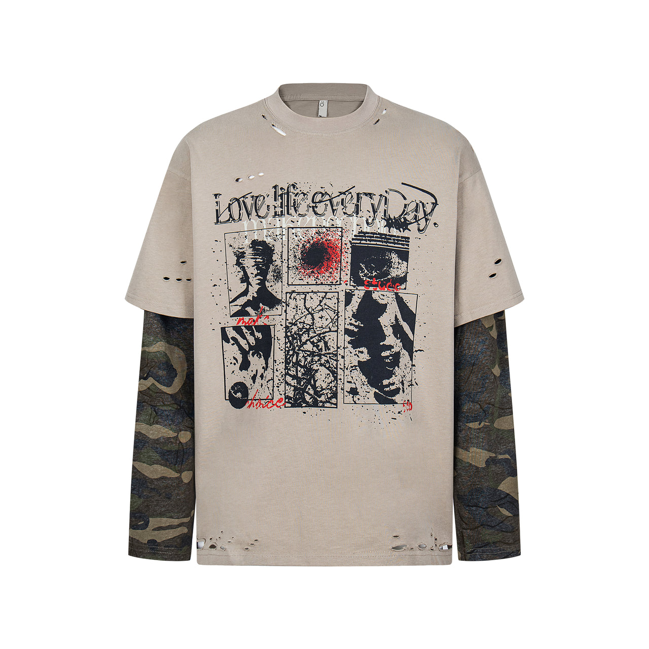 American Streetwear Layered Look Rock  Sweatshirt
