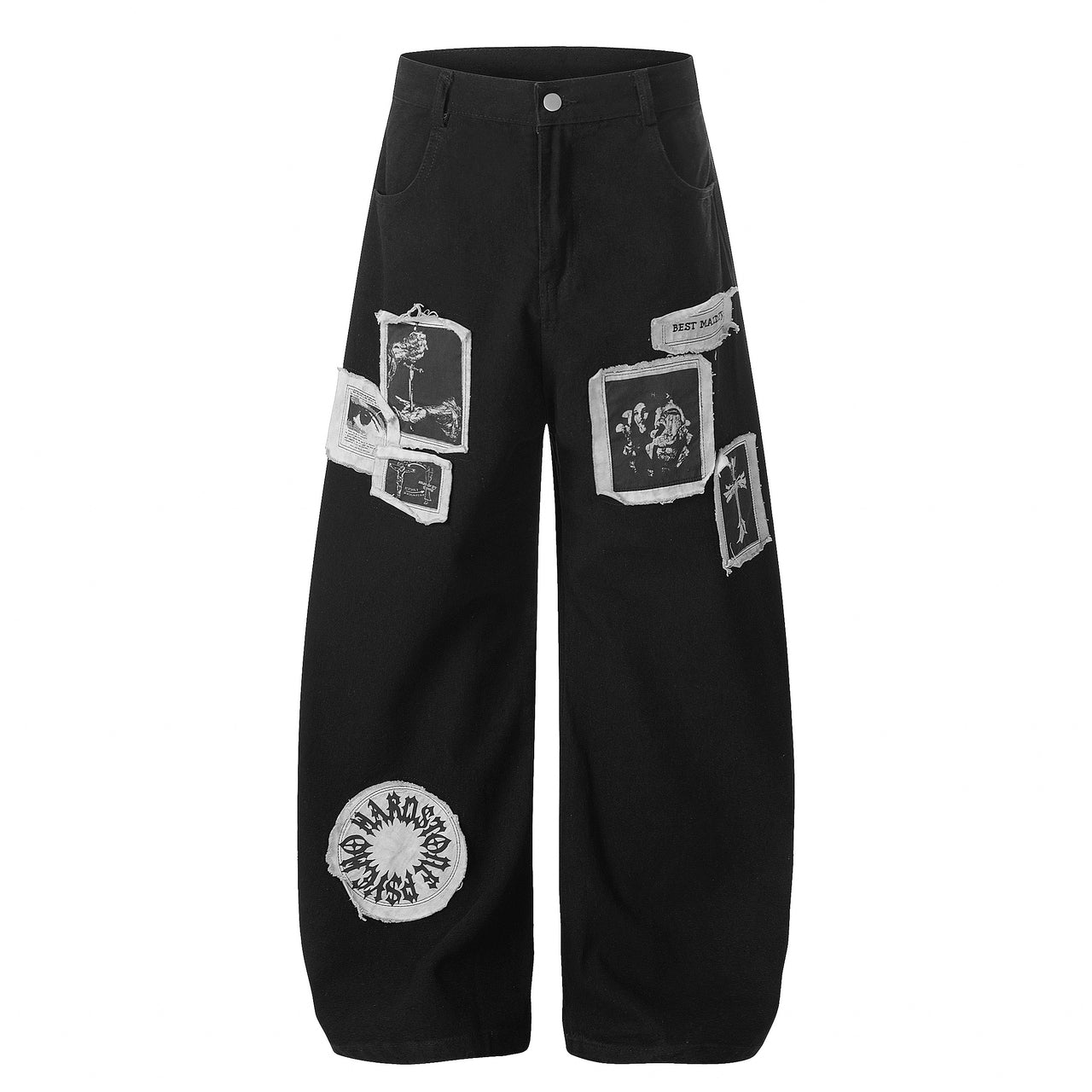 Omirad Graphic Patchwork Wide-Leg Pants