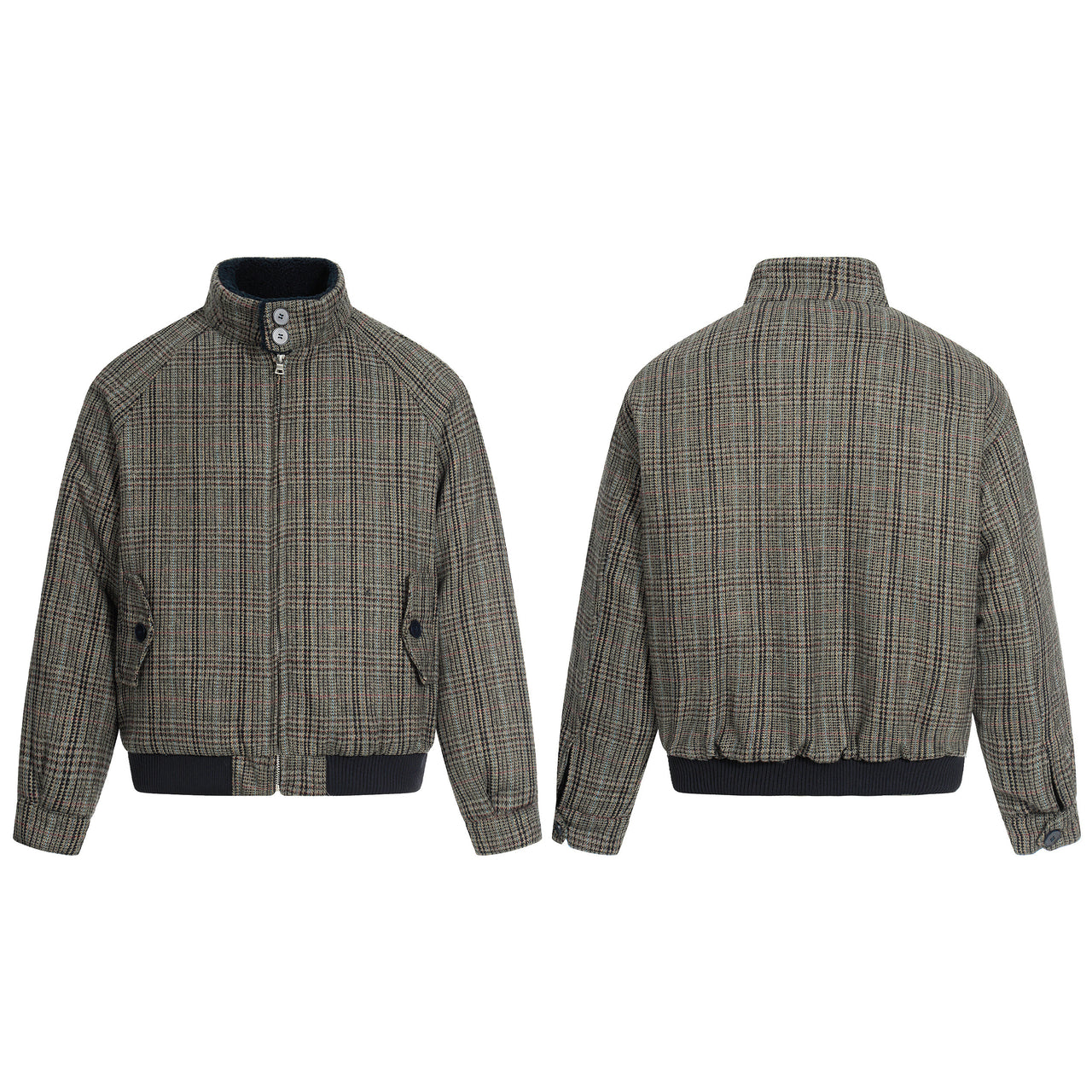 Vintage Old Money Style Plaid Padded Jacket