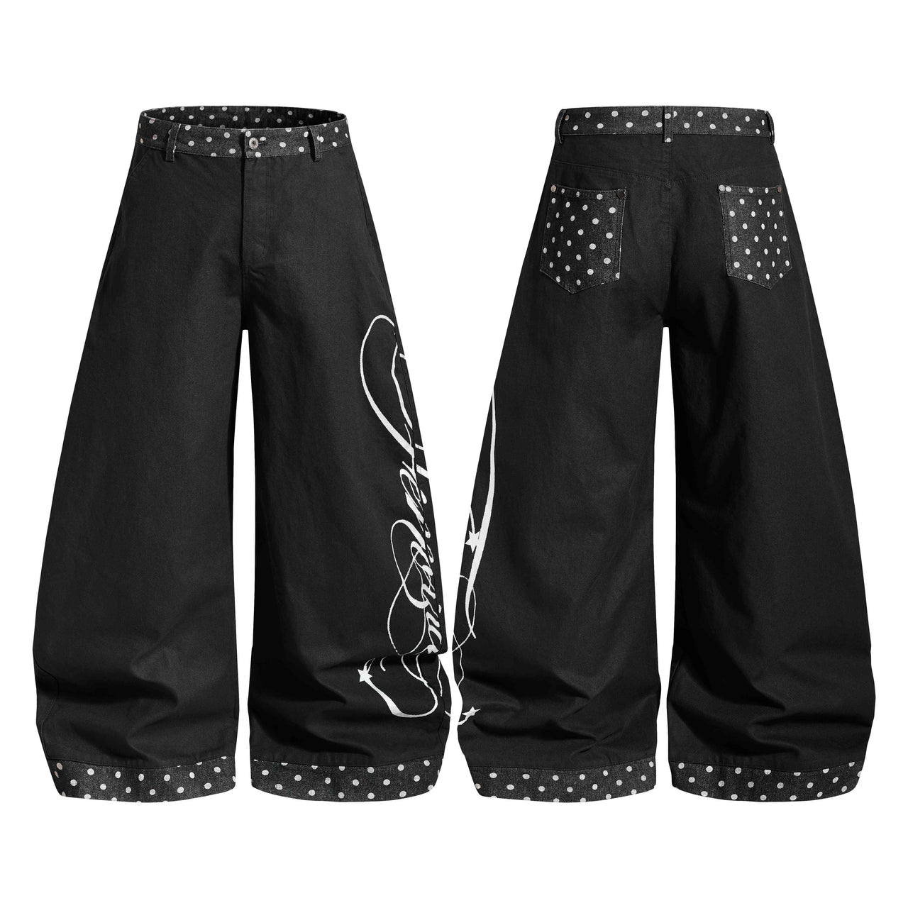 Omirad Polka Dot Panel Denim Jeans