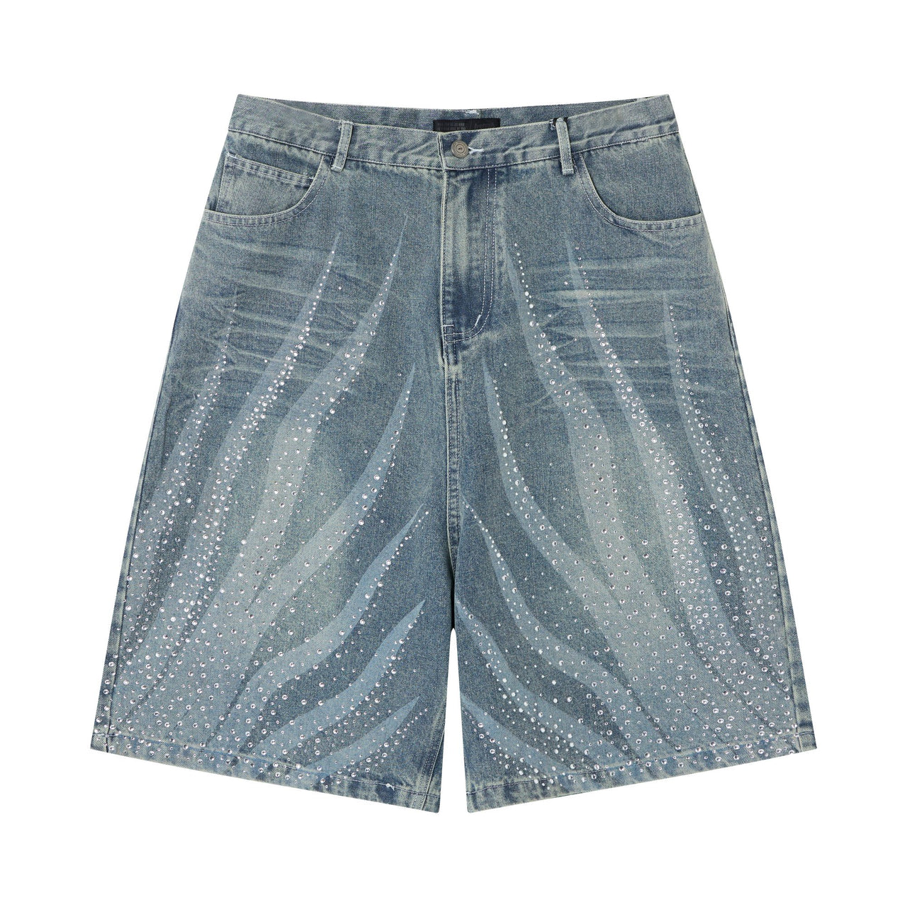Omirad Rhinestone Wash Denim Shorts