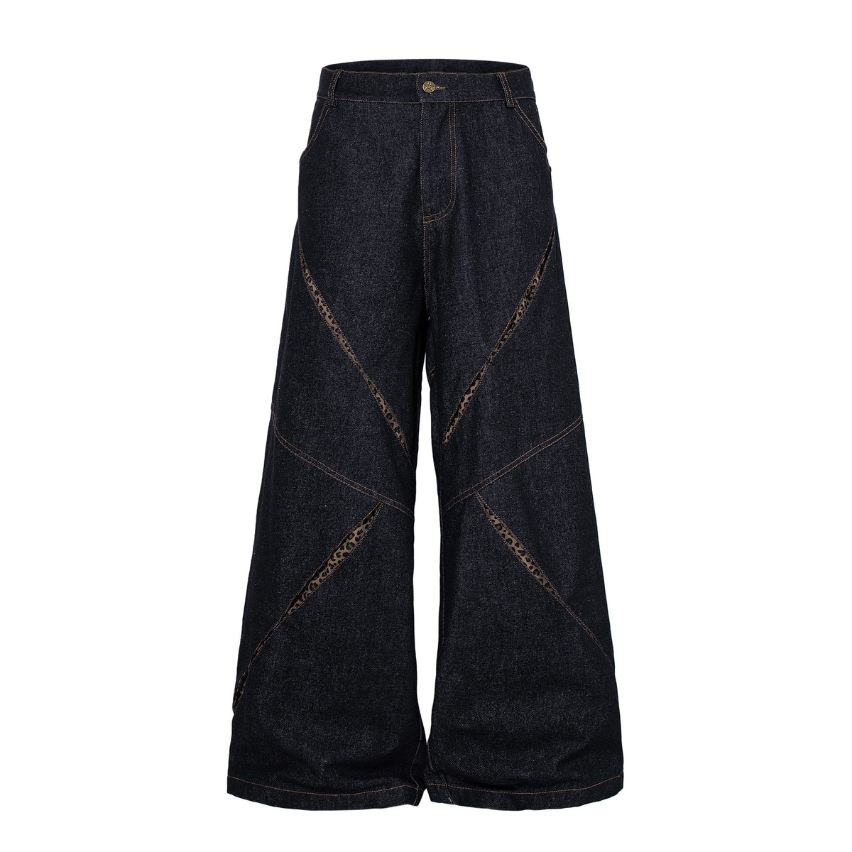 Omirad Leopard Panel Wide-Leg Jeans