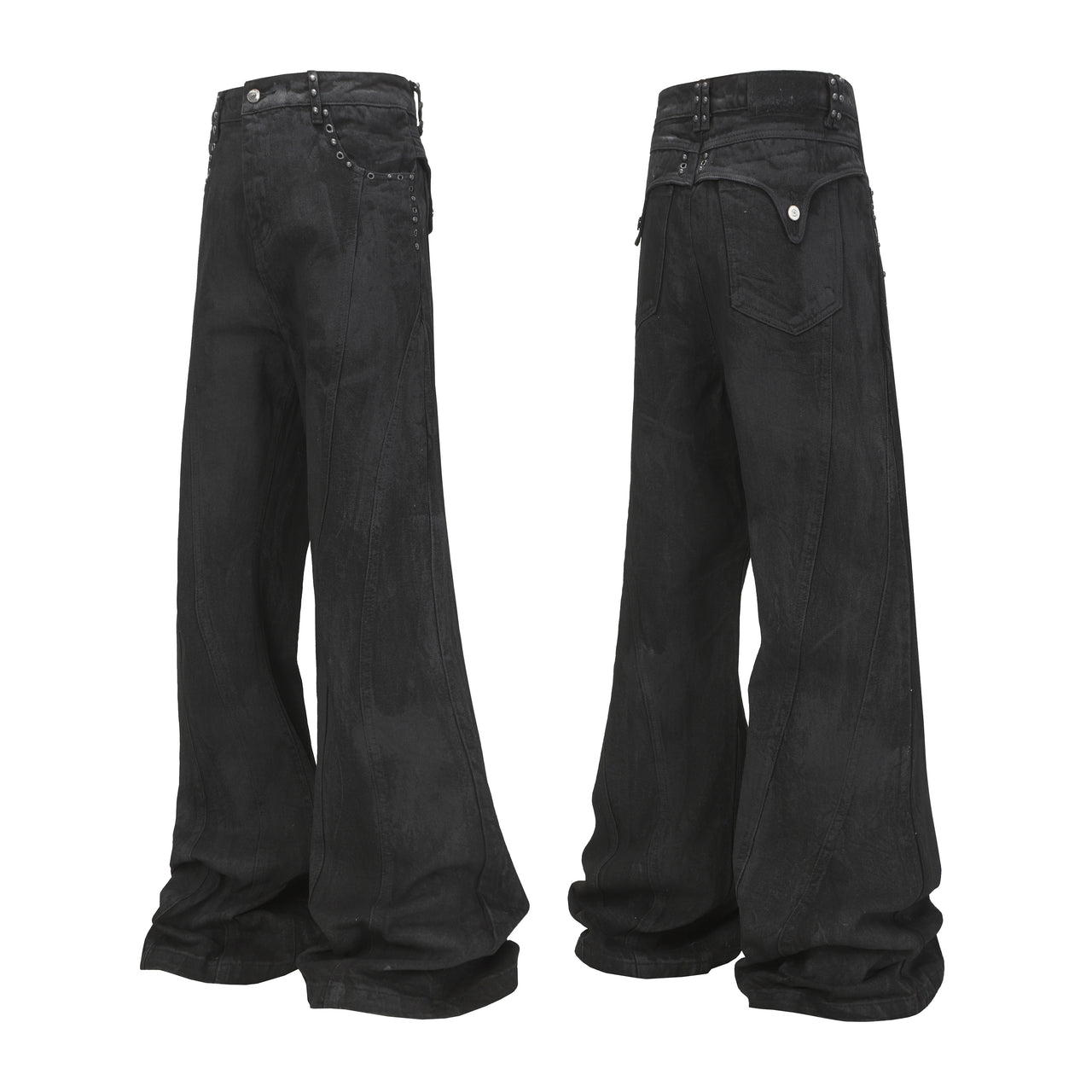 Omirad Studded Panel Wide-Leg Jeans