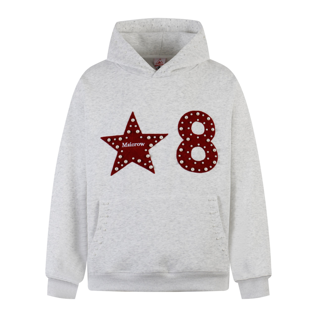 High-Street Embroidered Pearl-Embellished Hoodie