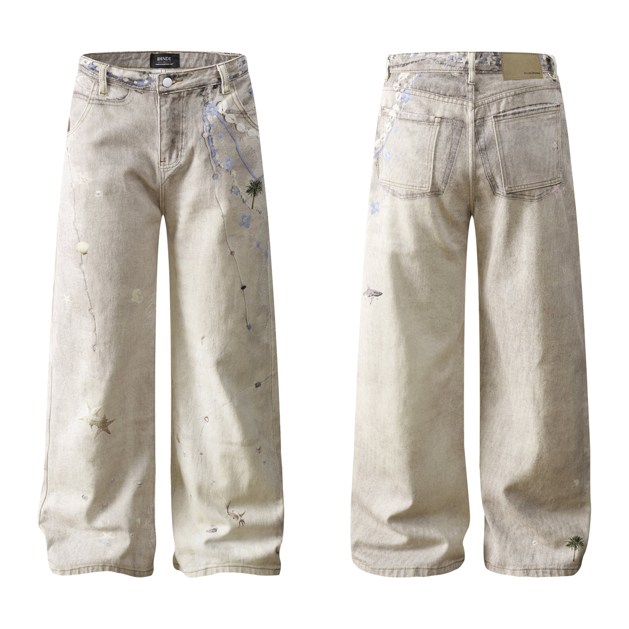 American Punk Distressed Digital Print Jeans