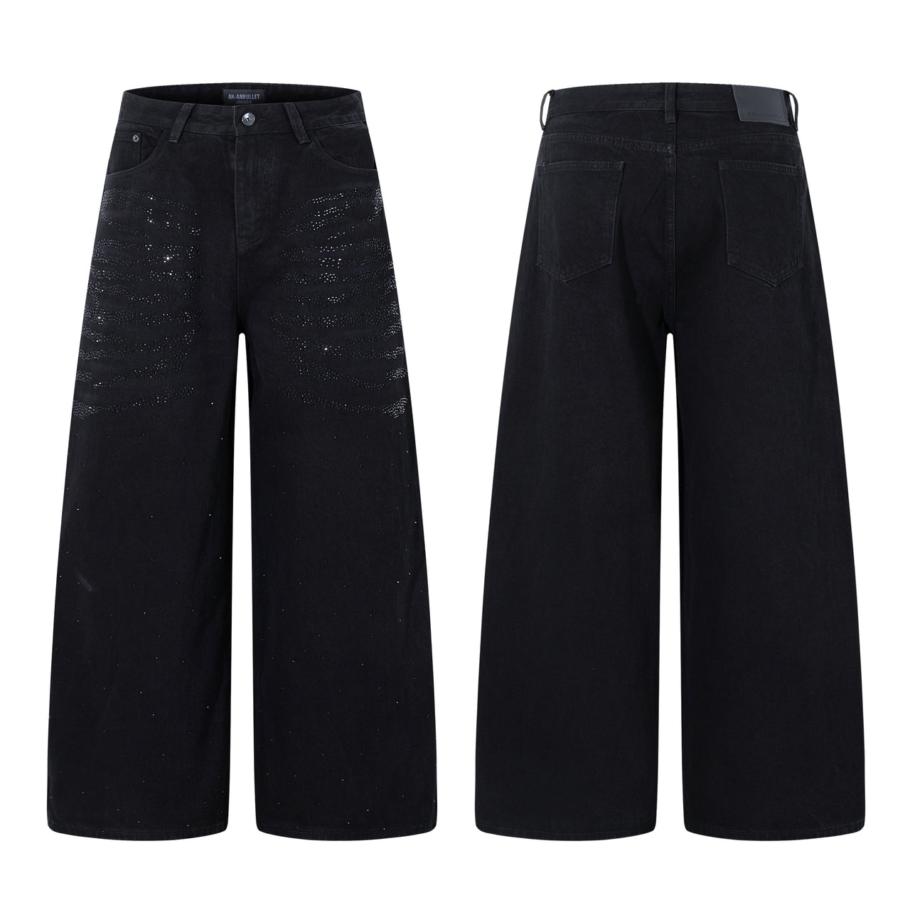 American High Street Pleated Wide-Leg Jeans