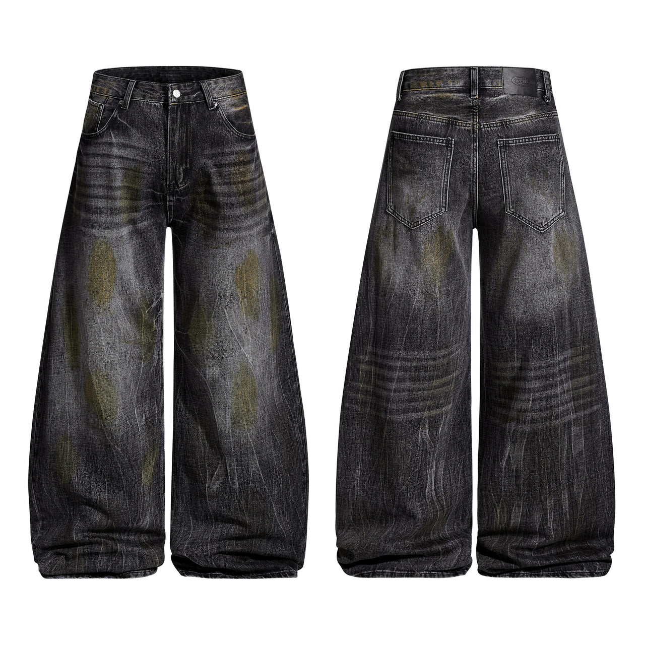 Vintage American Distressed Lightning Wide-Leg Jeans
