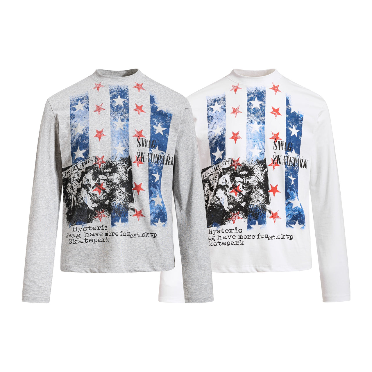 Omirad Distressed Star Collage Long Sleeve Tee