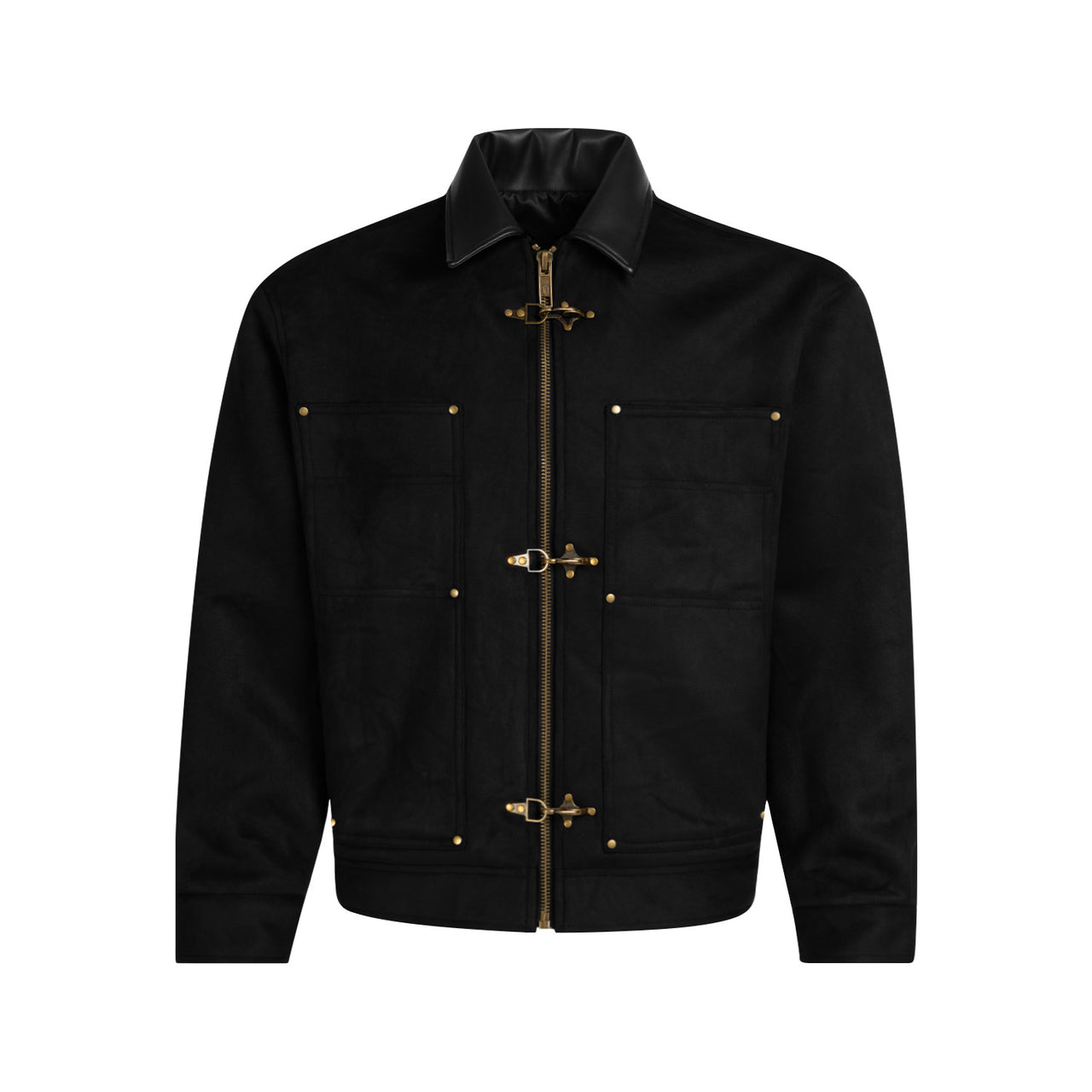 High-Street Faux Suede Aviator Buckle Jacket*