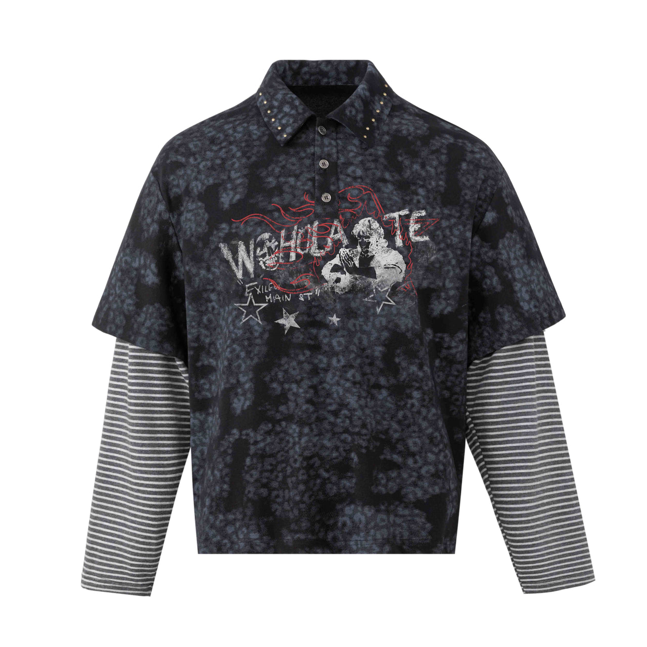 Omirad Layered Stripe Sleeve Polo Shirt