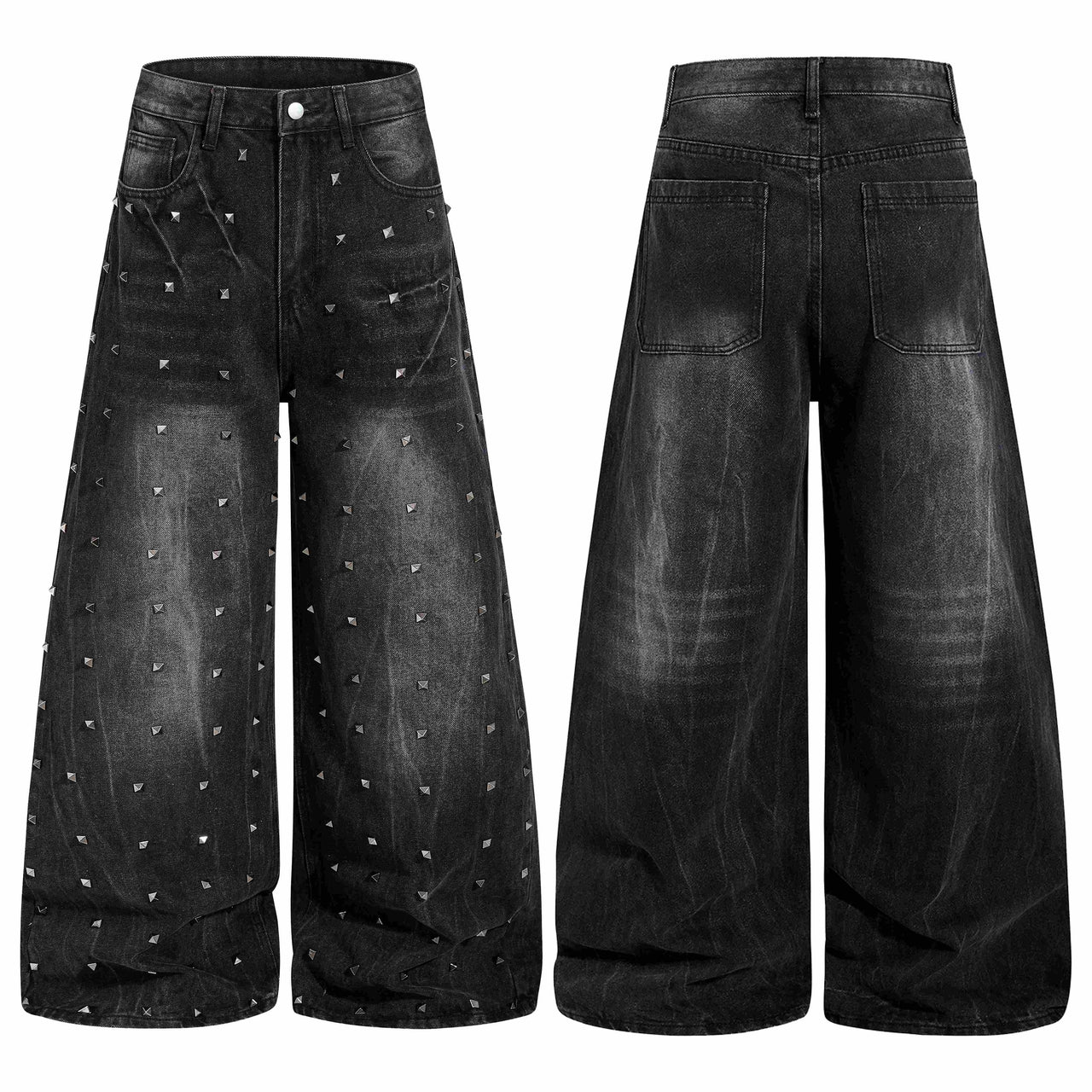 Omirad Studded Wide-Leg Denim Jeans