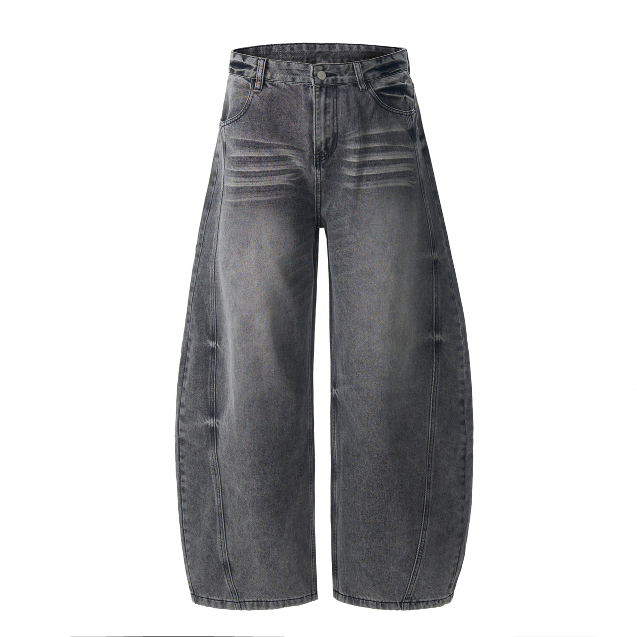 American Vintage Washed Pleated Textured Curved Blade Jeans