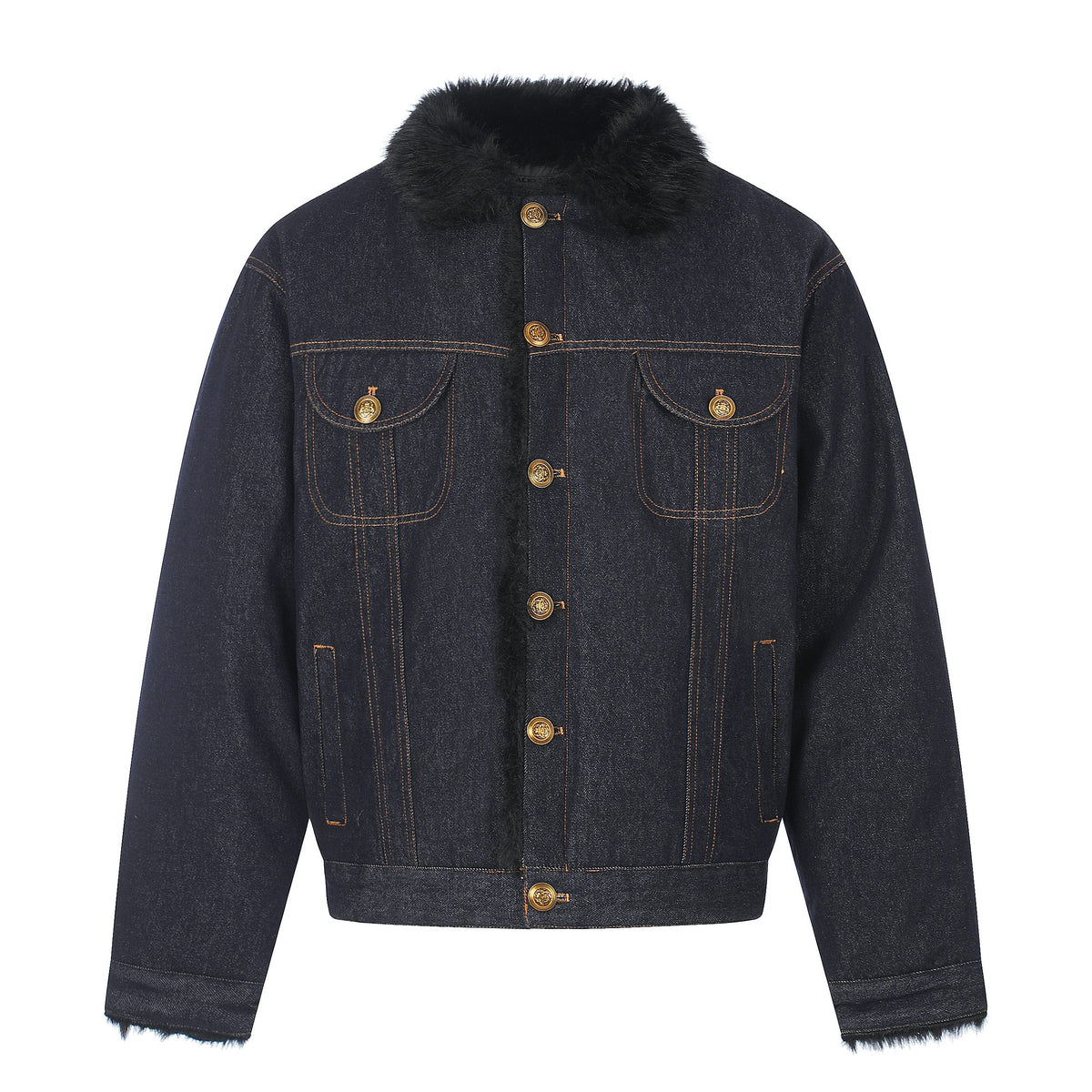 Omirad Faux Fur Collar Denim Jacket