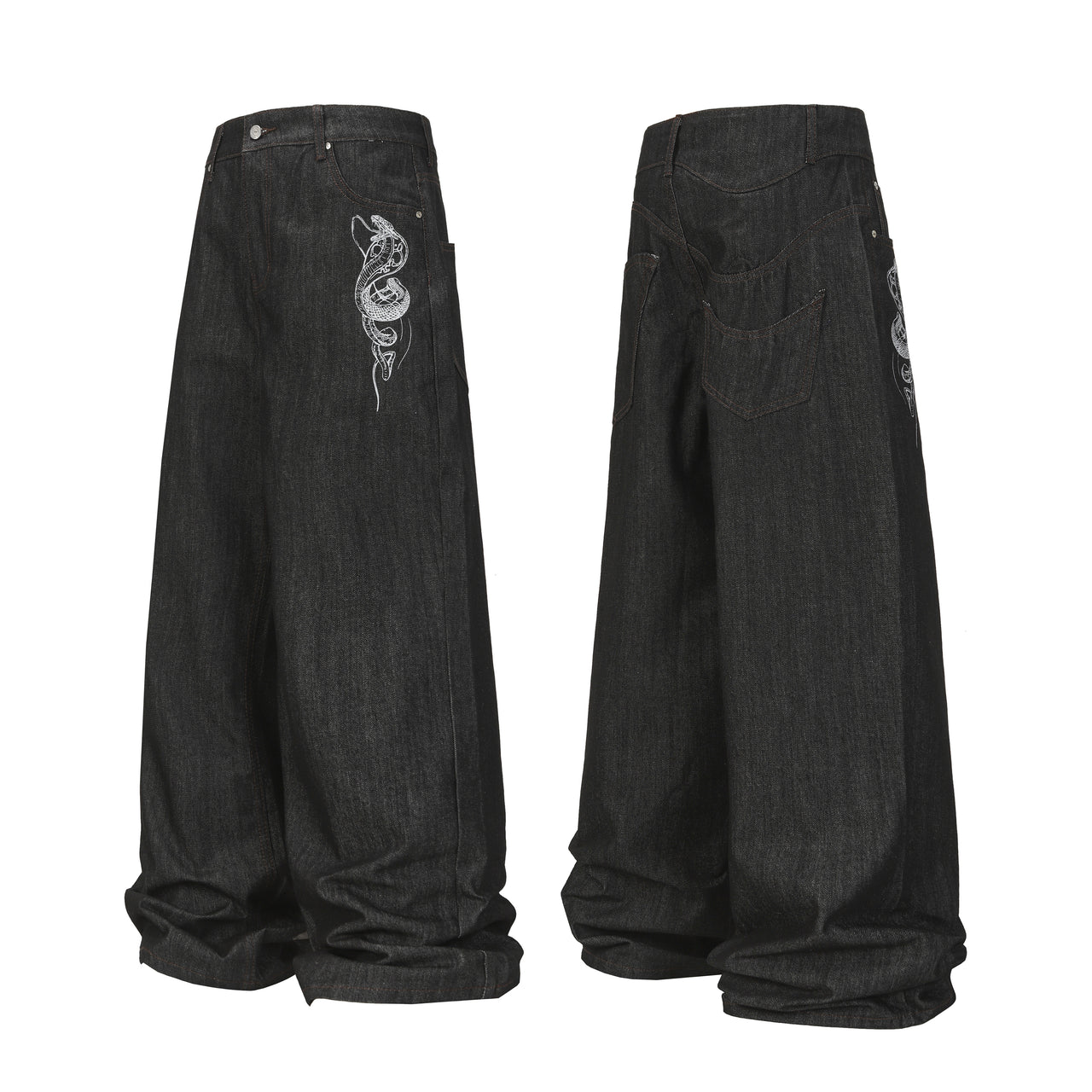 American Vintage Raw Color Embroidered Jeans