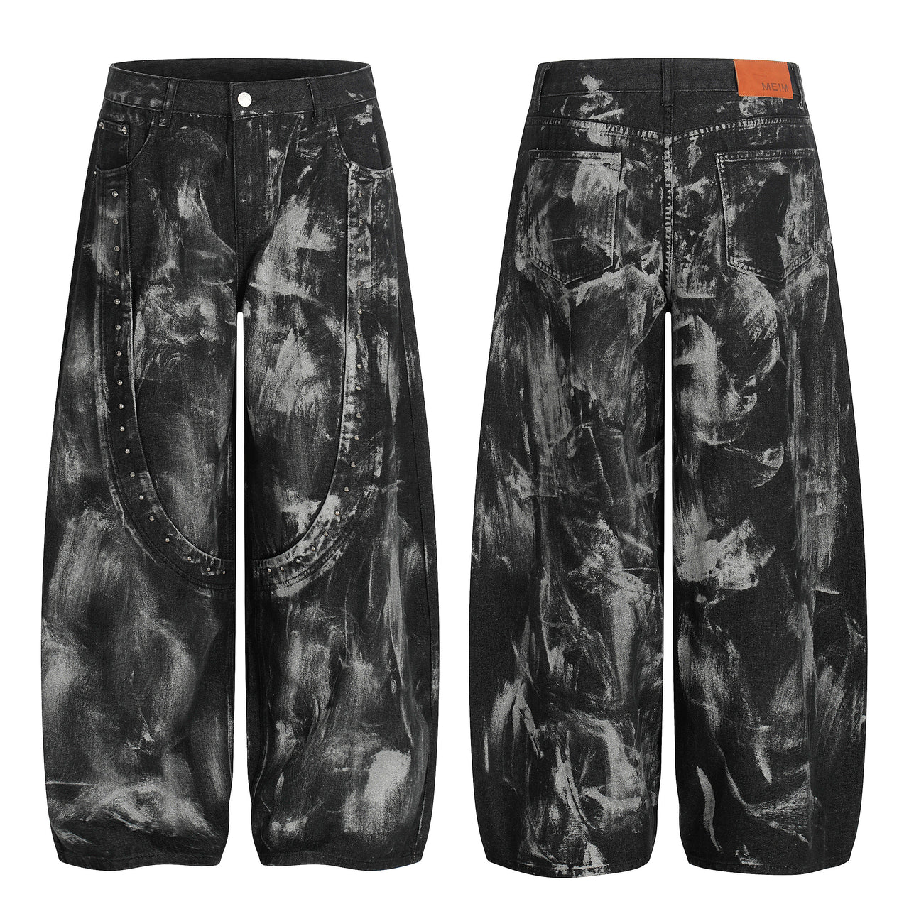 Streetwear Paint-Splattered Distressed Jeans