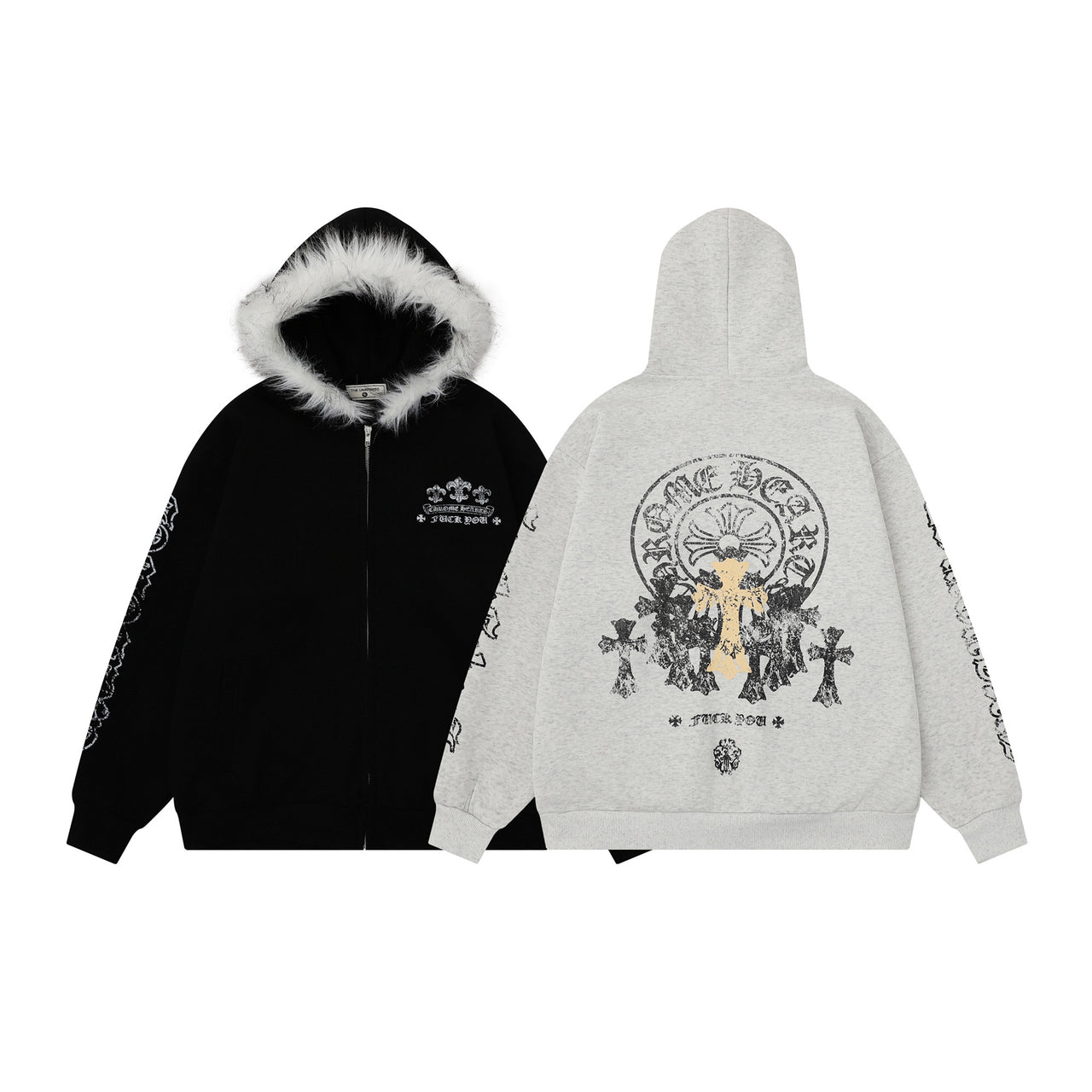 American Vintage Printed Fur Collar Hoodie