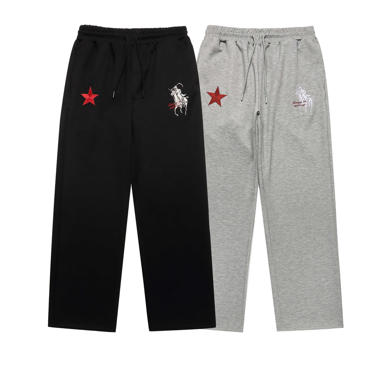 Omirad Star Embroidery Wide-Leg Sweatpants