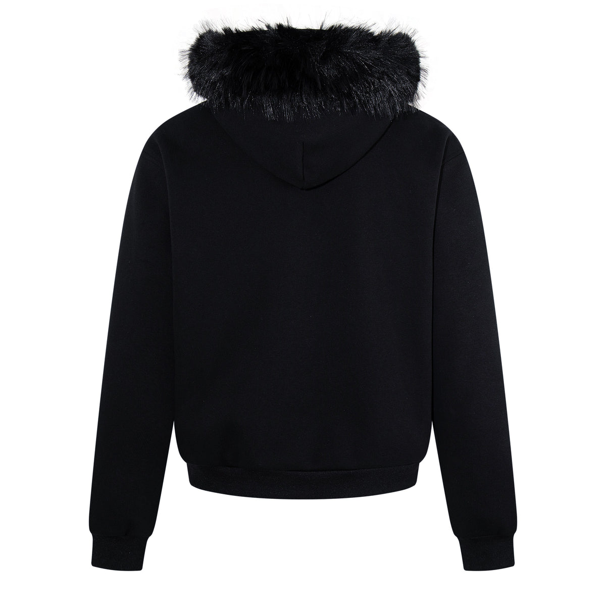Omirad Studded Cross Faux Fur Zip-Up Hoodie