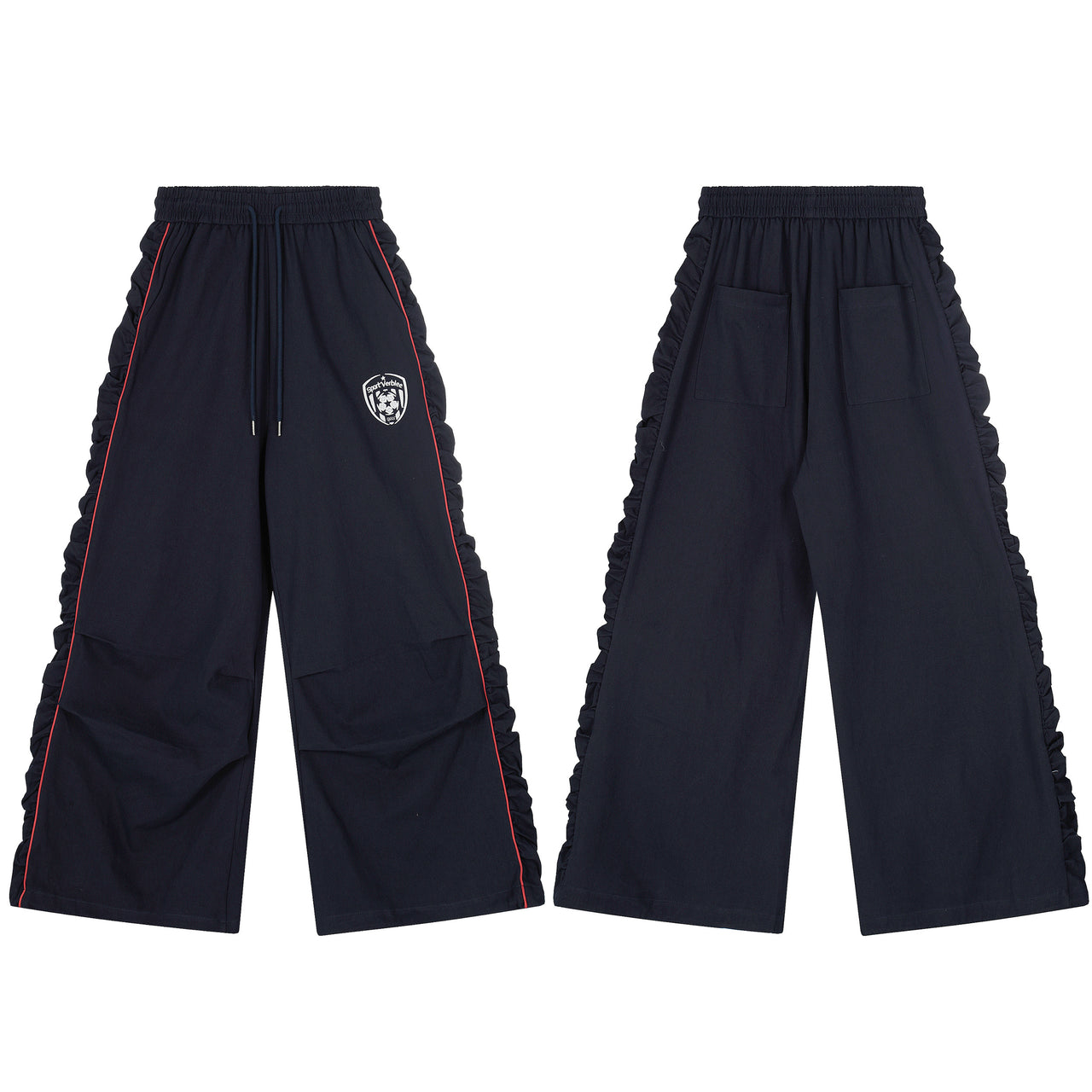 Vintage Embroidered Pleated Casual Pants