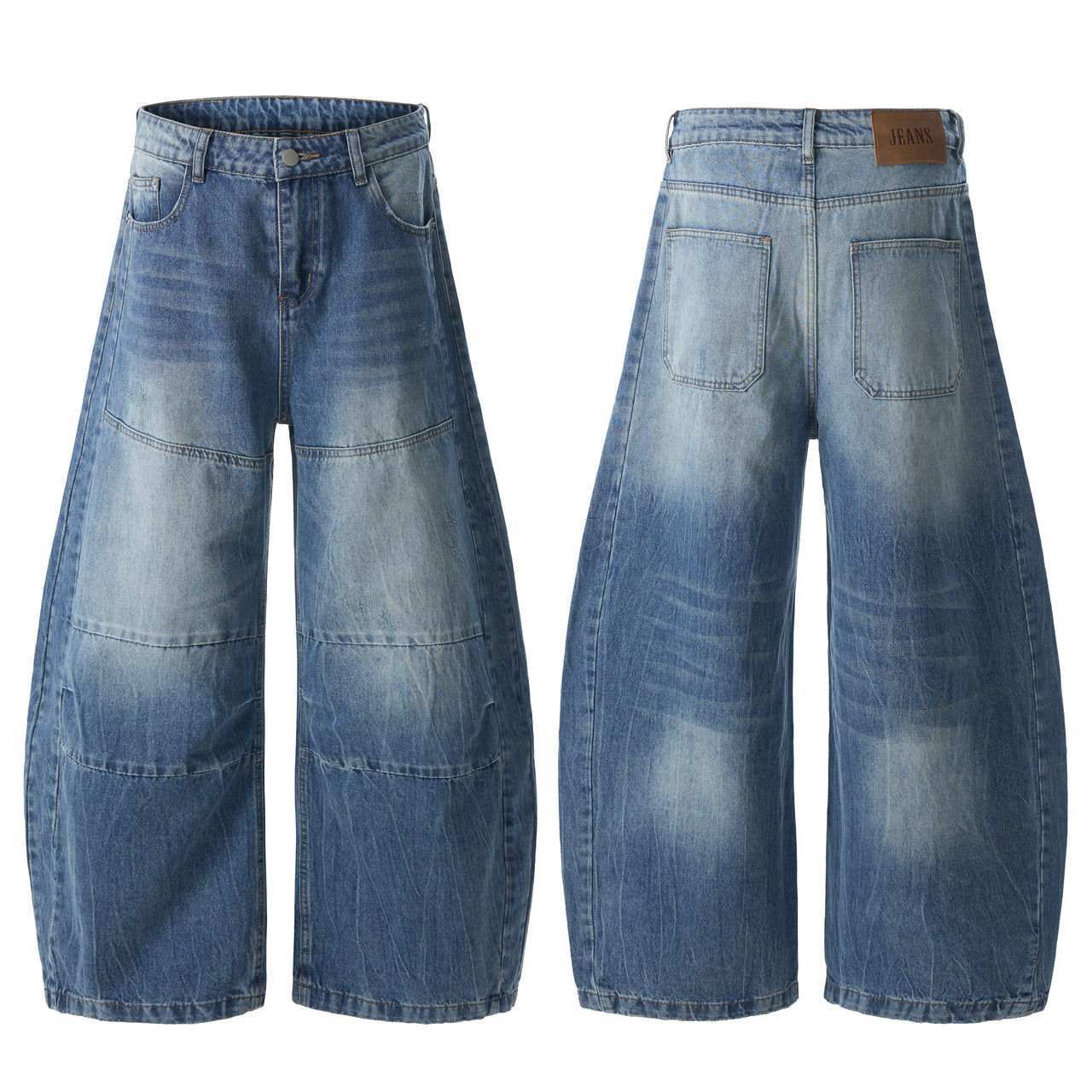 American Vintage Washed Deconstructed Curved Blade Jeans