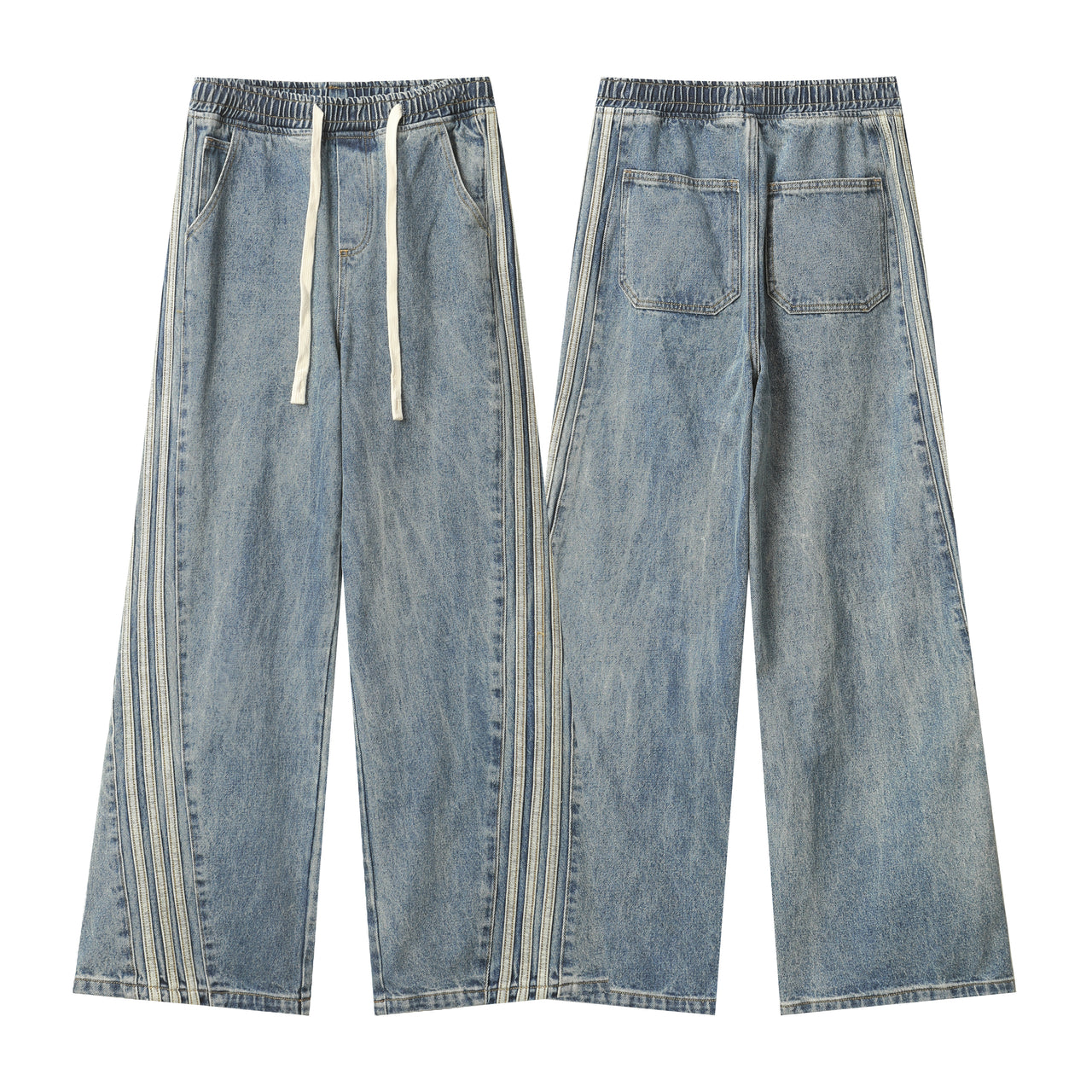 American Streetwear Striped Jeans