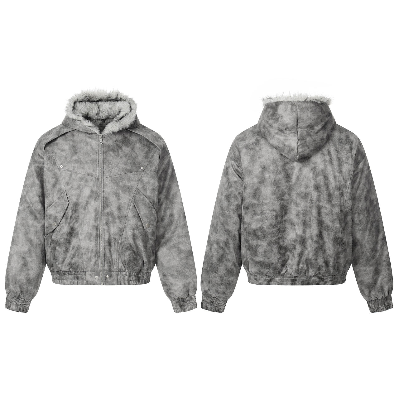 Streetwear Faux-Fur Collar Fleece-Lined Padded Jacket