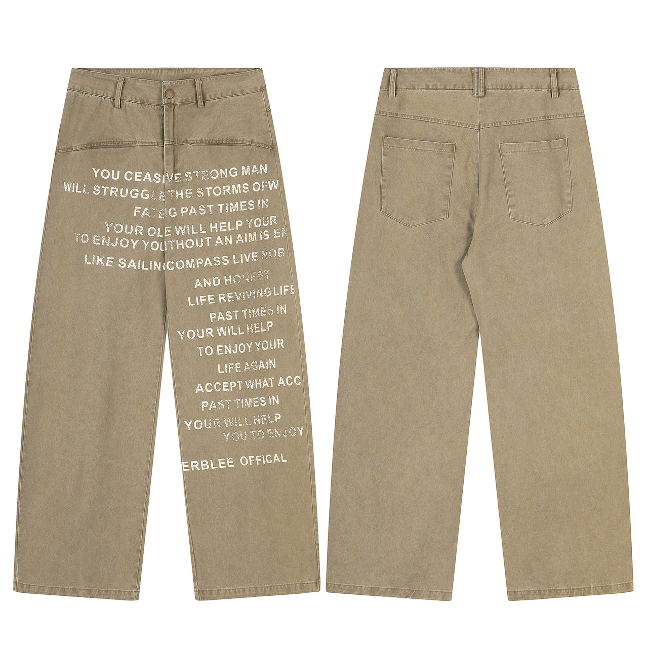 Vintage Distressed Letter Print Jeans