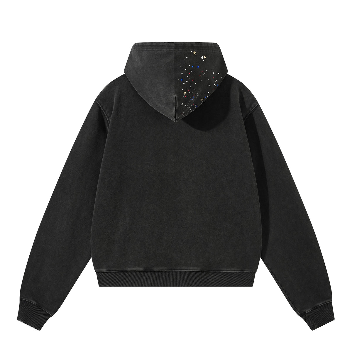 Omirad Rhinestone Washed Zip-Up Hoodie