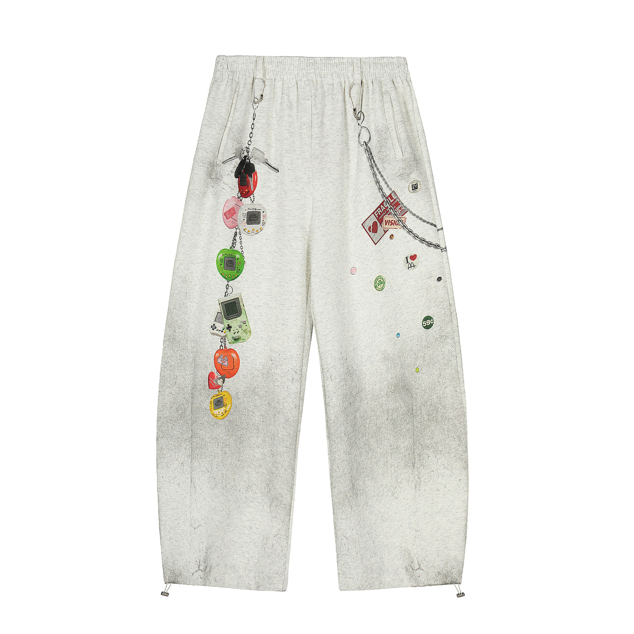 Streetwear Chain-Detail Printed Casual Pants