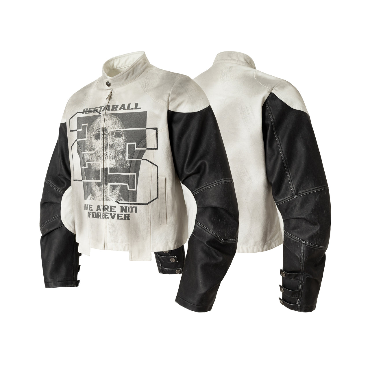 American Vintage Digital Skull-Patch Moto Leather Jacket