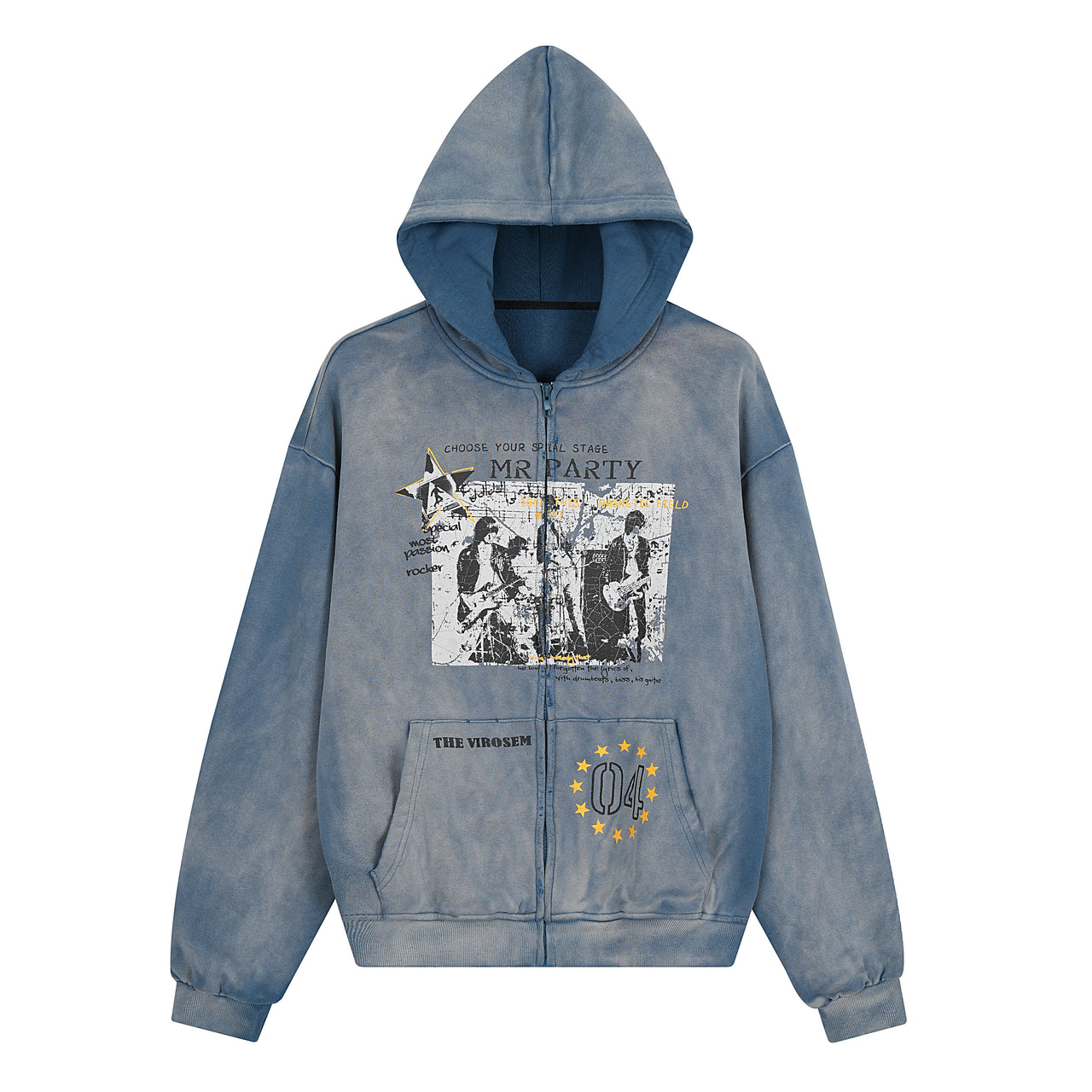 Omirad Vintage Graphic Zip-Up Hoodie