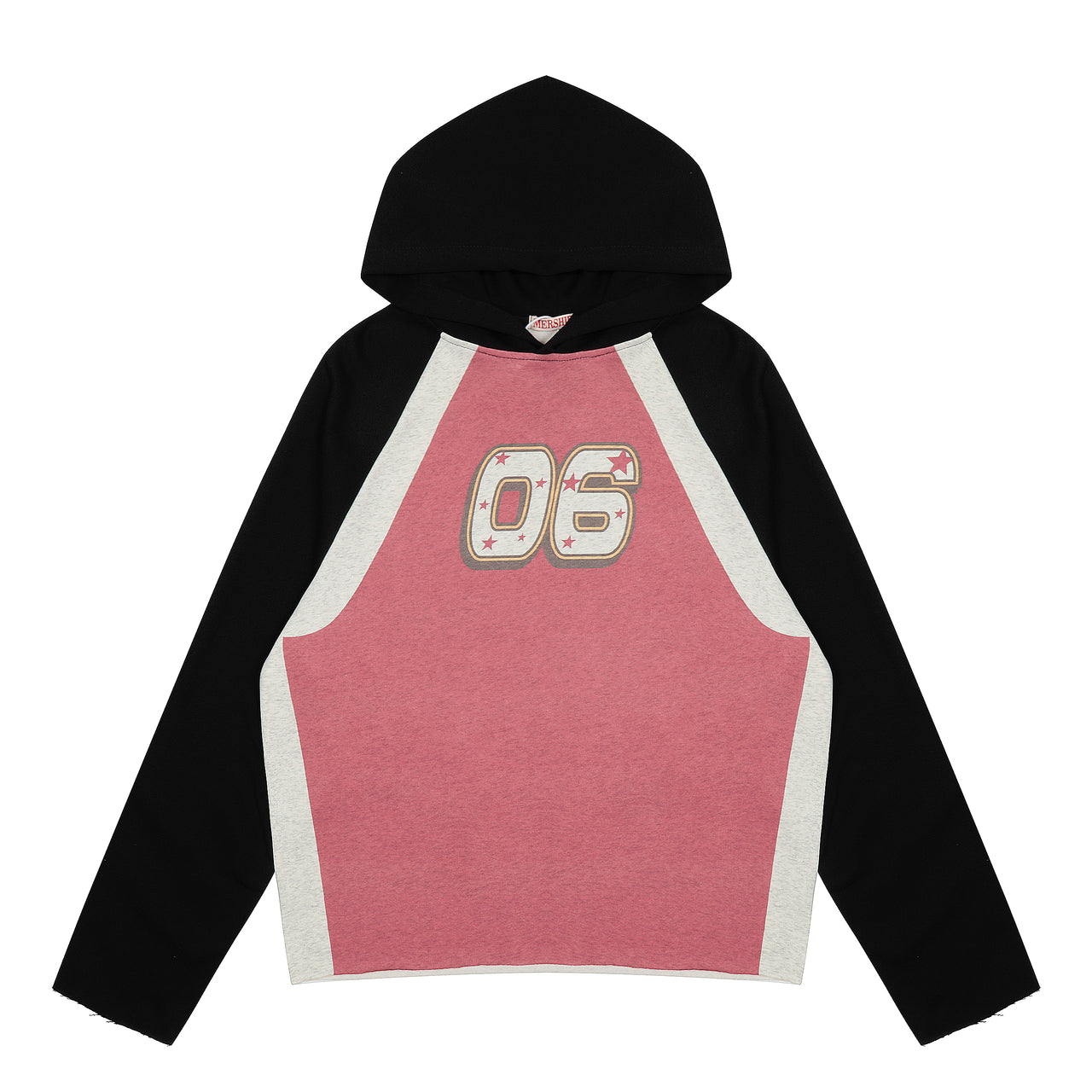 American Vintage Numeric Print Color Block Hoodie