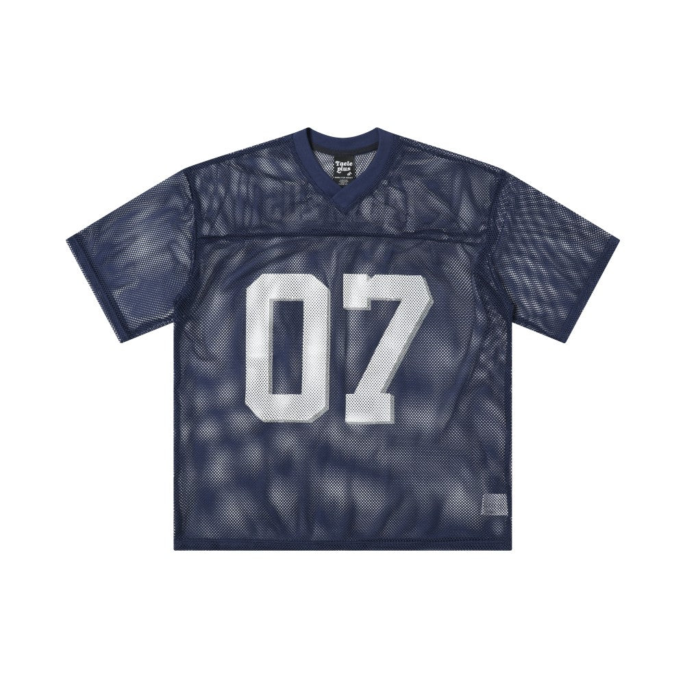 Mesh Digital Print Jersey V-Neck Tee