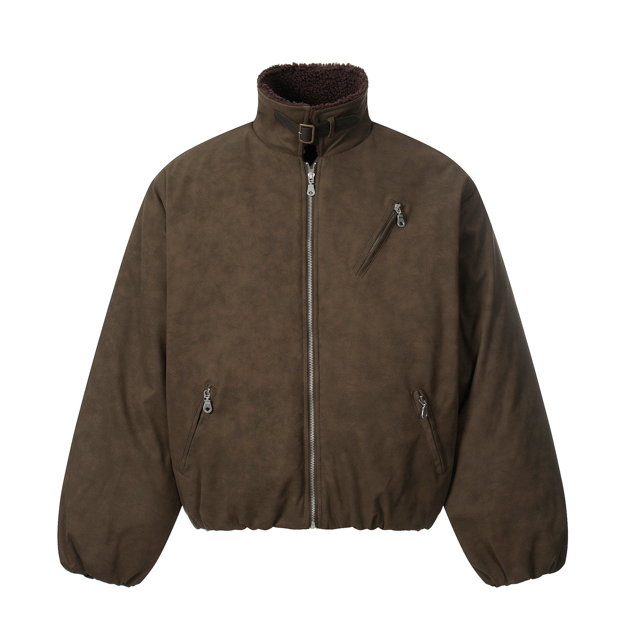 Vintage Old Money Style Faux-Shearling-Lined Padded Jacket