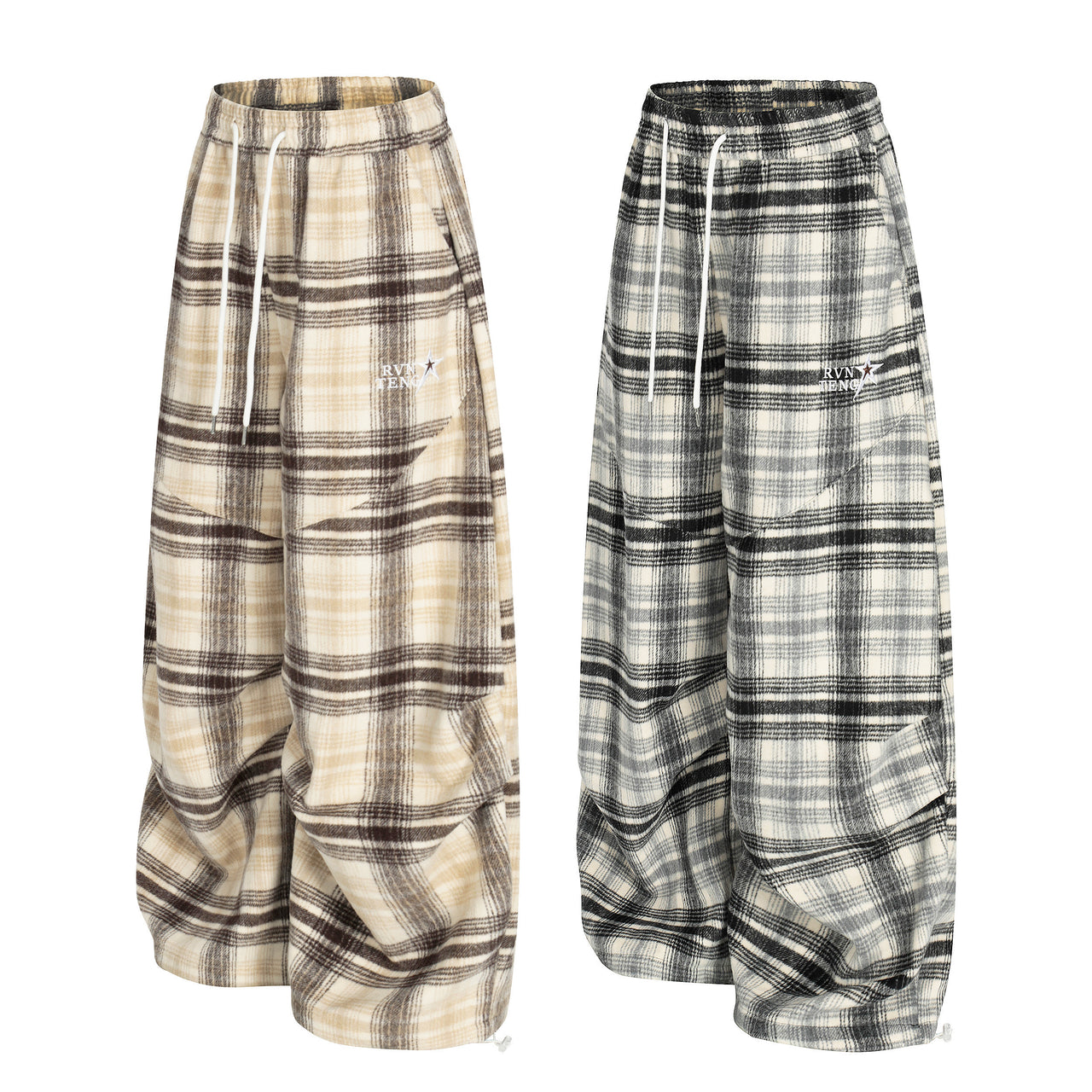 Vintage Plaid Wide-Leg Streetwear Pants