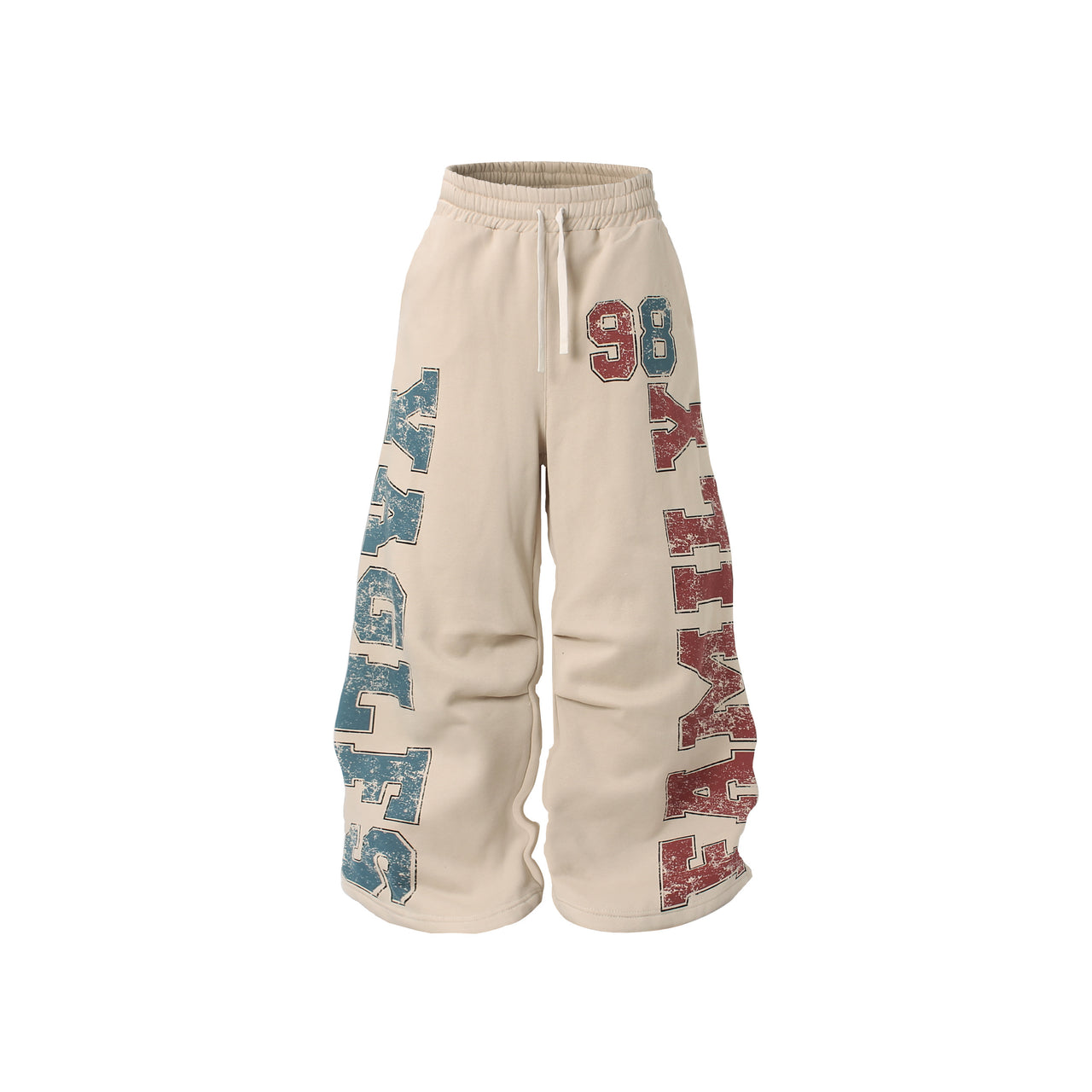 Omirad Fleece-Lined Family Letter Wide-Leg Sweatpants