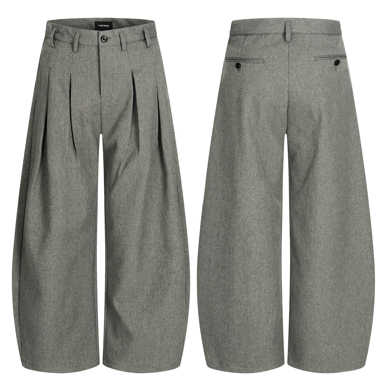 High-Street Pleated Curved-Cut Casual Pants
